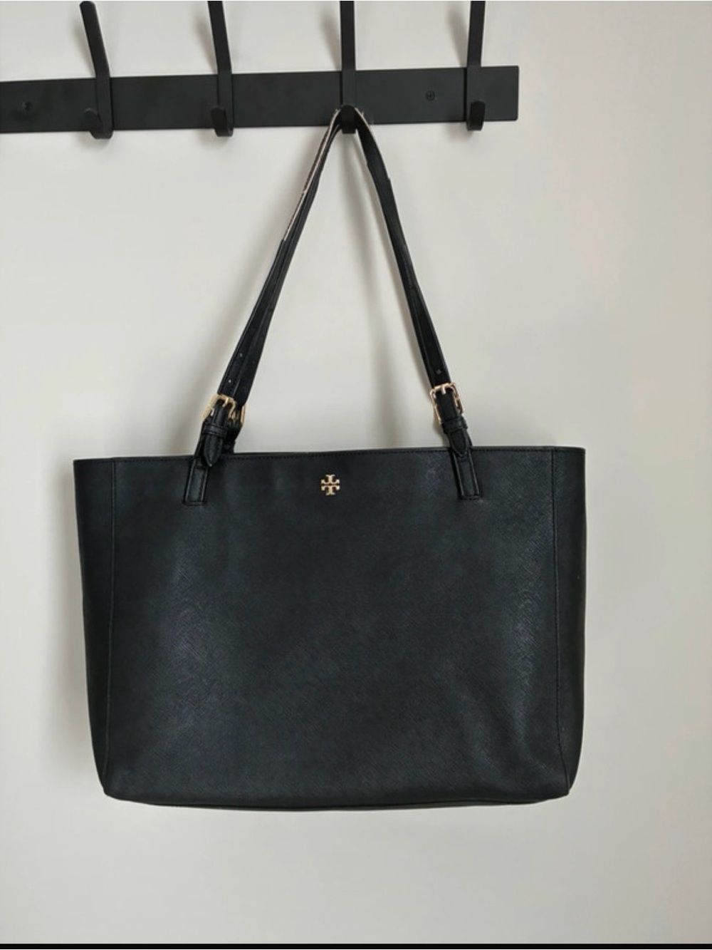 Tory Burch Robinson Saffiano Leather Black Tote Bag